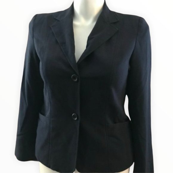 Requirements | 2-Button Navy Long-Sleeve Dress Blazer with Pockets | Sz 8 - Picture 1 of 9